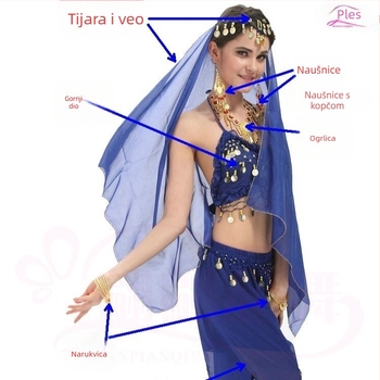 Kostim za indijski ples za odrasle – narodni ples, Belly Dance kostim s grudnjakom i Yangko odijelo