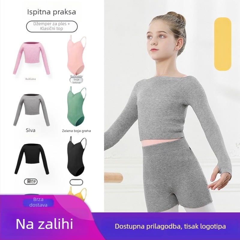 Dječji plesni džemper za djevojčice – top s jednim ramenom i šalom za kineski ples