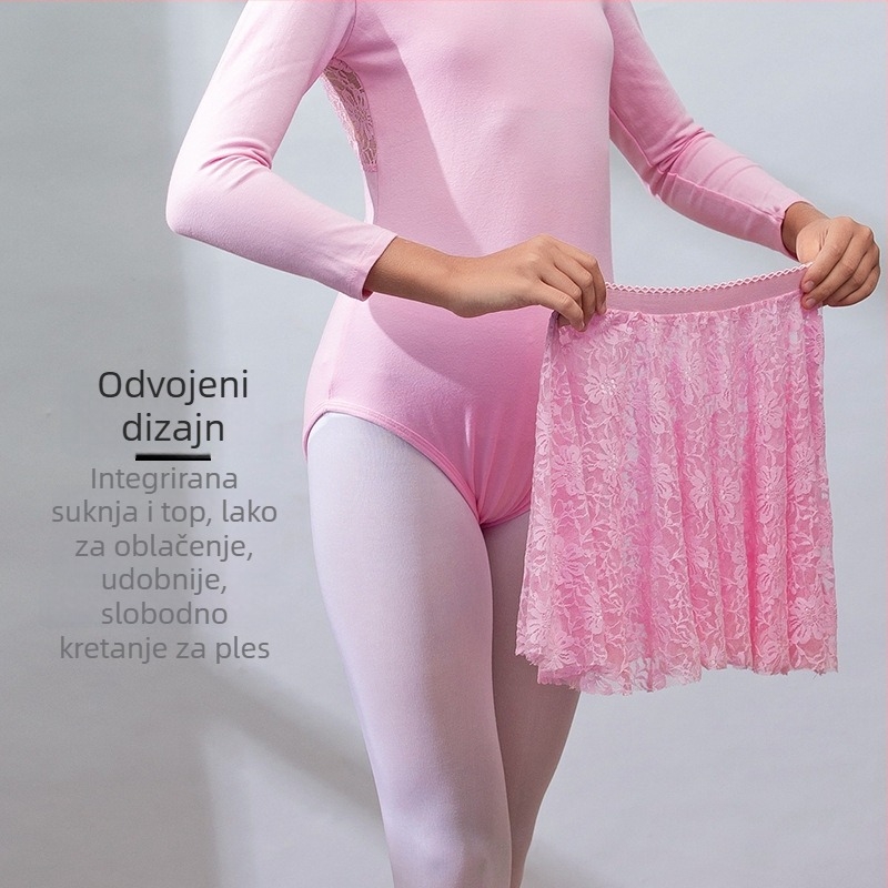 Dječja baletna trening haljina, pamuk–lycra tkanina (95% pamuk), korejski stil, dugi rukav, za djevojčice, jesen 2019, AQL 1.0