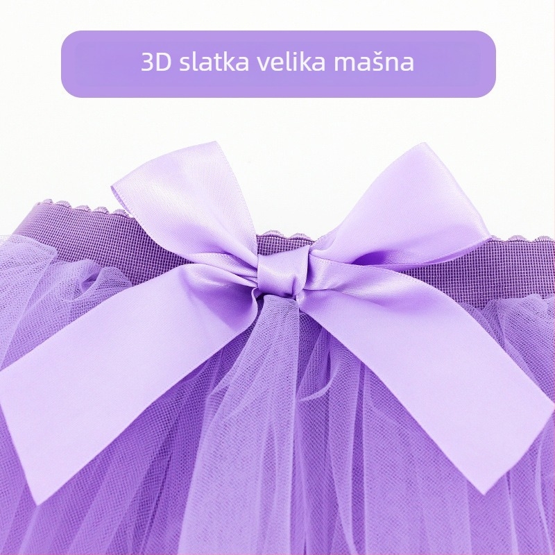 Bijeli baletni komplet za djevojčice s elastičnim pojasom i poluduga tyl suknja