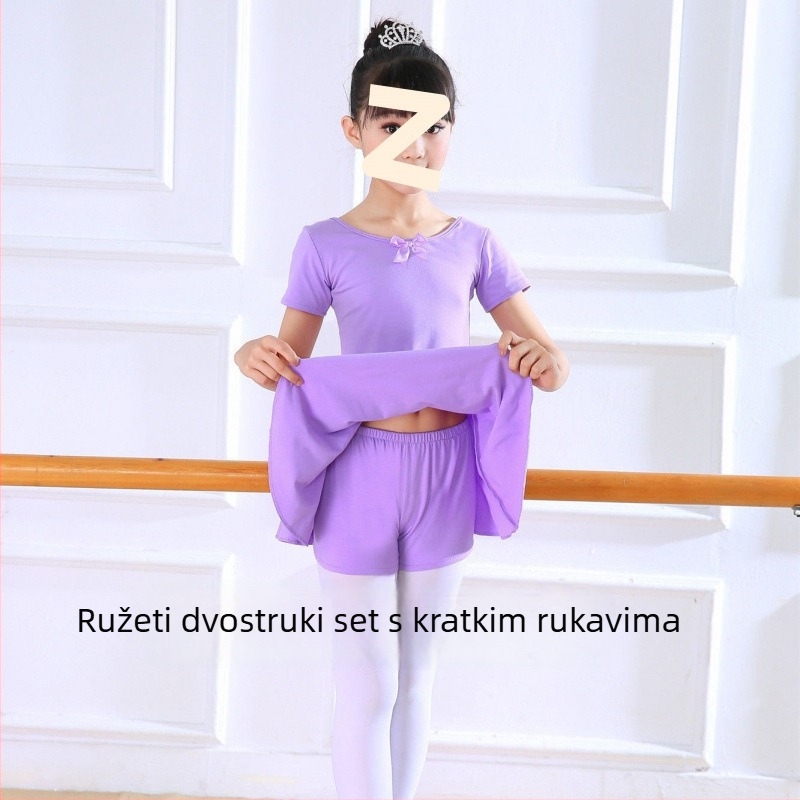 Dječji kostim za ples baleta – etnički stil, odvojeni kompleti za proljeće/ljeto, pamuk tkanina s enzimskim pranjem, za djecu od 8 godina