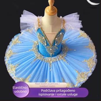Baletna plesna haljina s vodotopivom čipkom od mreže; glavni materijal: Spandex 80–90%; podstava: 80%