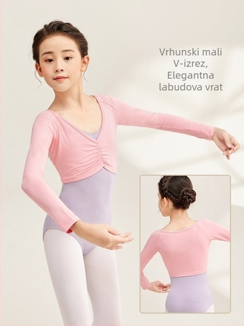 Dječji baletni trening top, modal 60%, za djevojčice 3–8 godina, sladak stil