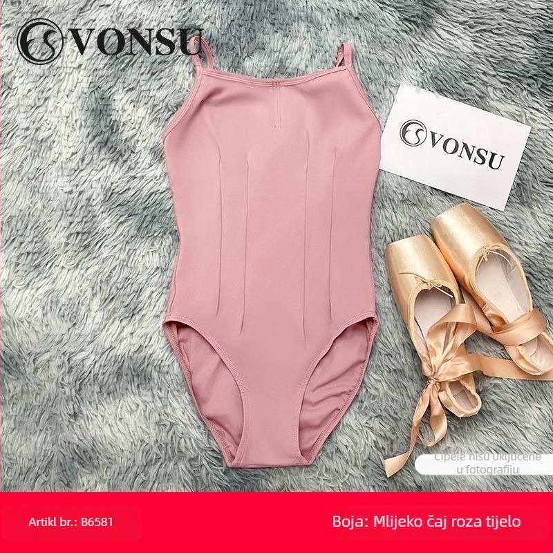 Ženski pamučni baletni leotard s tankim trakama, pamuk podstava, sadržaj pamuka 81–90%