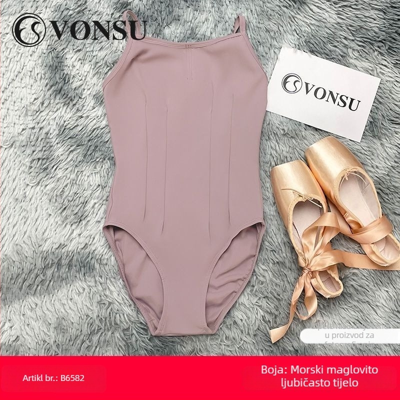 Ženski pamučni baletni leotard s tankim trakama, pamuk podstava, sadržaj pamuka 81–90%