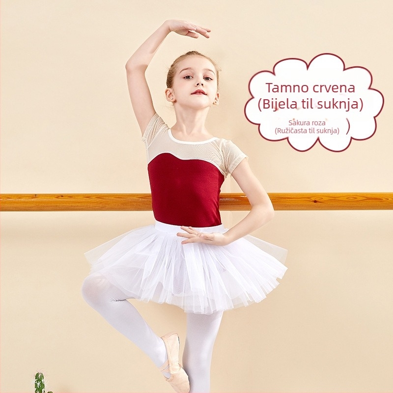 Na skladištu ljetna balet haljina za djevojčice, kostim za ispite plesnih vježbi, plesna suknja i gimnastička odjeća, dječje baletno odijevanje