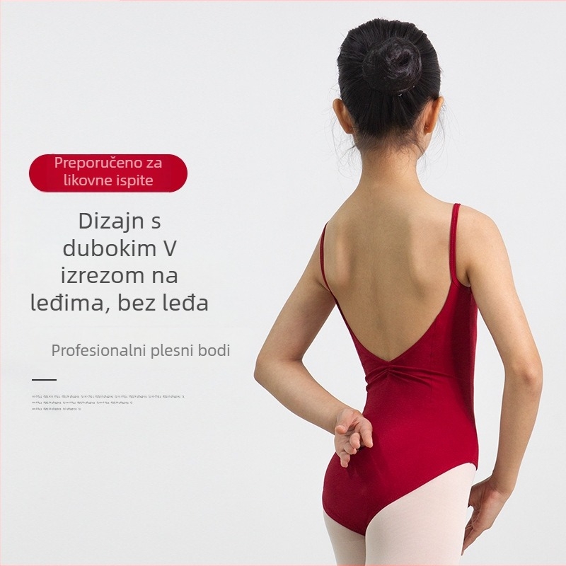 Jednodijelni bodi od pamuka s elastanom za baletnu vježbu – za djevojčice i žene, 95% pamuk, 5% elastan
