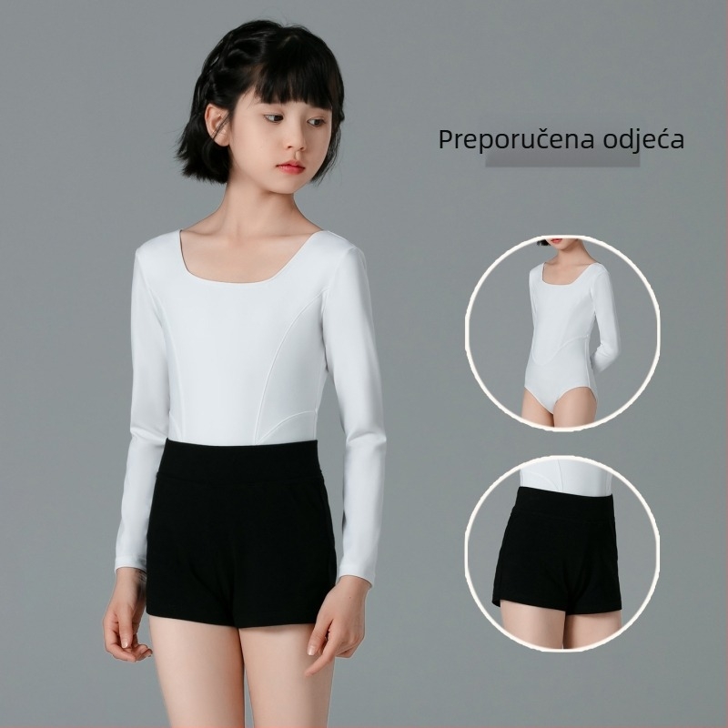 Dječji jesenski baletni unitard s dugim rukavima i hlačama, Nylon-Spandex smjesa, za kineske plesove, uzrast 3–8 godina