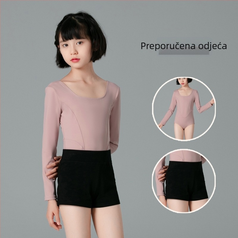 Dječji jesenski baletni unitard s dugim rukavima i hlačama, Nylon-Spandex smjesa, za kineske plesove, uzrast 3–8 godina