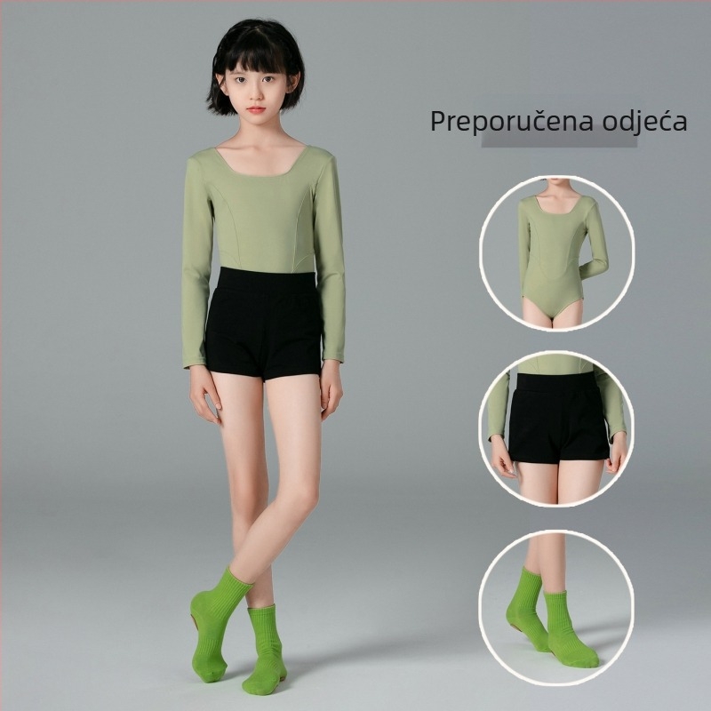 Dječji jesenski baletni unitard s dugim rukavima i hlačama, Nylon-Spandex smjesa, za kineske plesove, uzrast 3–8 godina