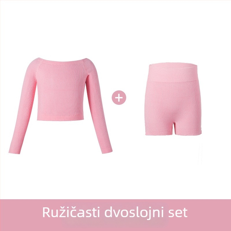 Dječji plesni komplet od pletene tkanine s dugim rukavima, za djevojčice, sve sezone, pamučna tkanina s podstavom od pamuka, 58% pamuk