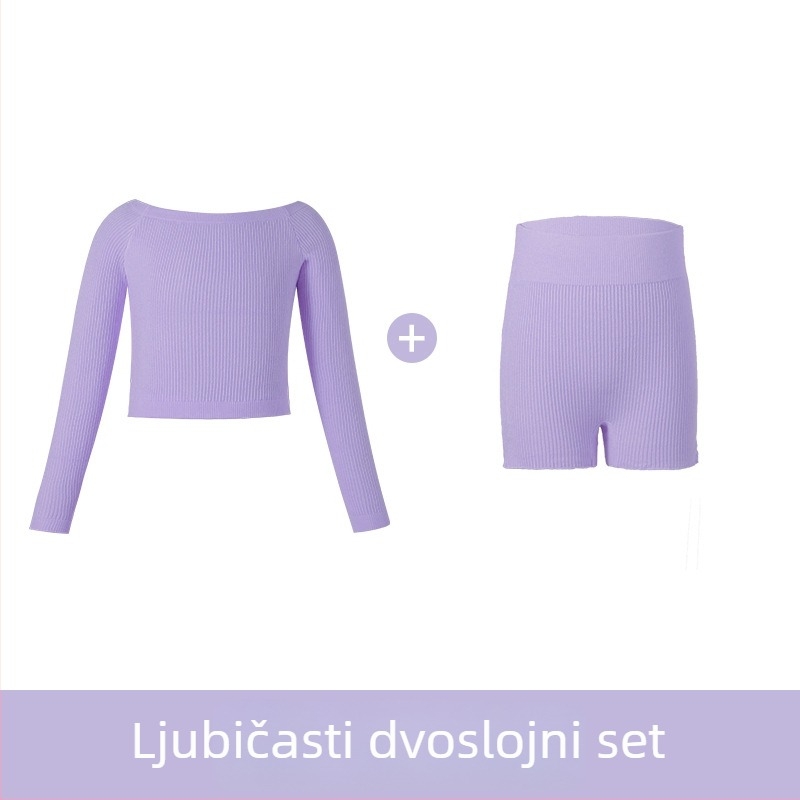 Dječji plesni komplet od pletene tkanine s dugim rukavima, za djevojčice, sve sezone, pamučna tkanina s podstavom od pamuka, 58% pamuk