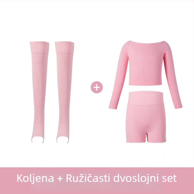 Dječji plesni komplet od pletene tkanine s dugim rukavima, za djevojčice, sve sezone, pamučna tkanina s podstavom od pamuka, 58% pamuk