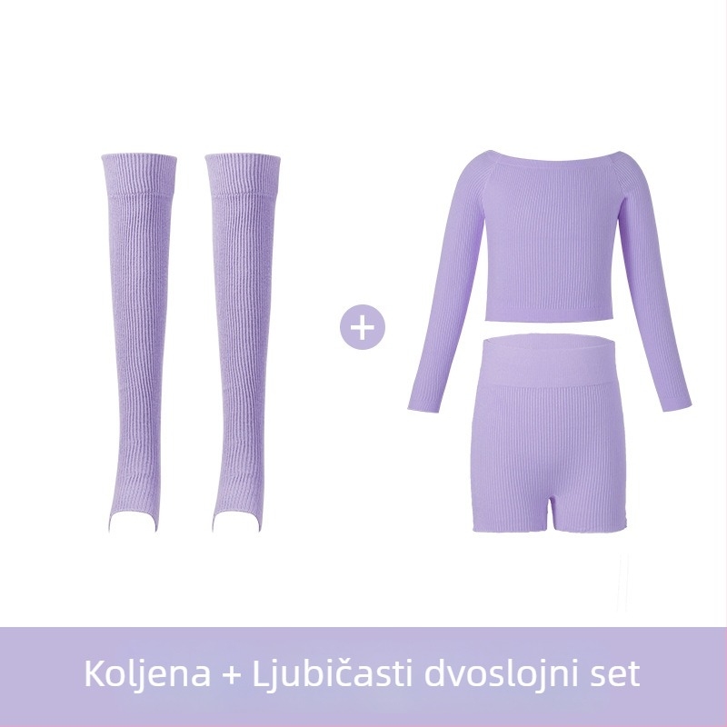 Dječji plesni komplet od pletene tkanine s dugim rukavima, za djevojčice, sve sezone, pamučna tkanina s podstavom od pamuka, 58% pamuk