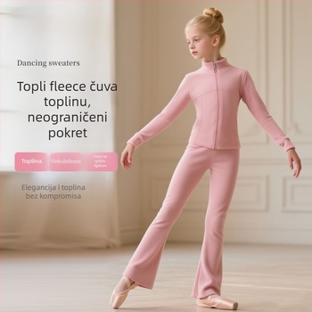 Dječji plesni trening komplet za djevojčice s dugim rukavima, proljeće 2025, tkanina Tr, PVC 90–95%, kineski stil, književni retro