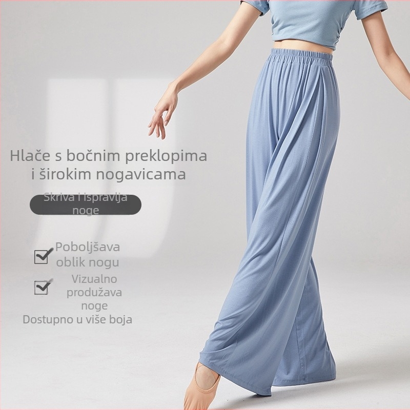 Moderno plesno odijevanje za vježbanje – široke hlače za odrasle žene, klasični plesni kostim za sve sezone, Modal tkanina 92% viskoza, podstava Modal 92% viskoze