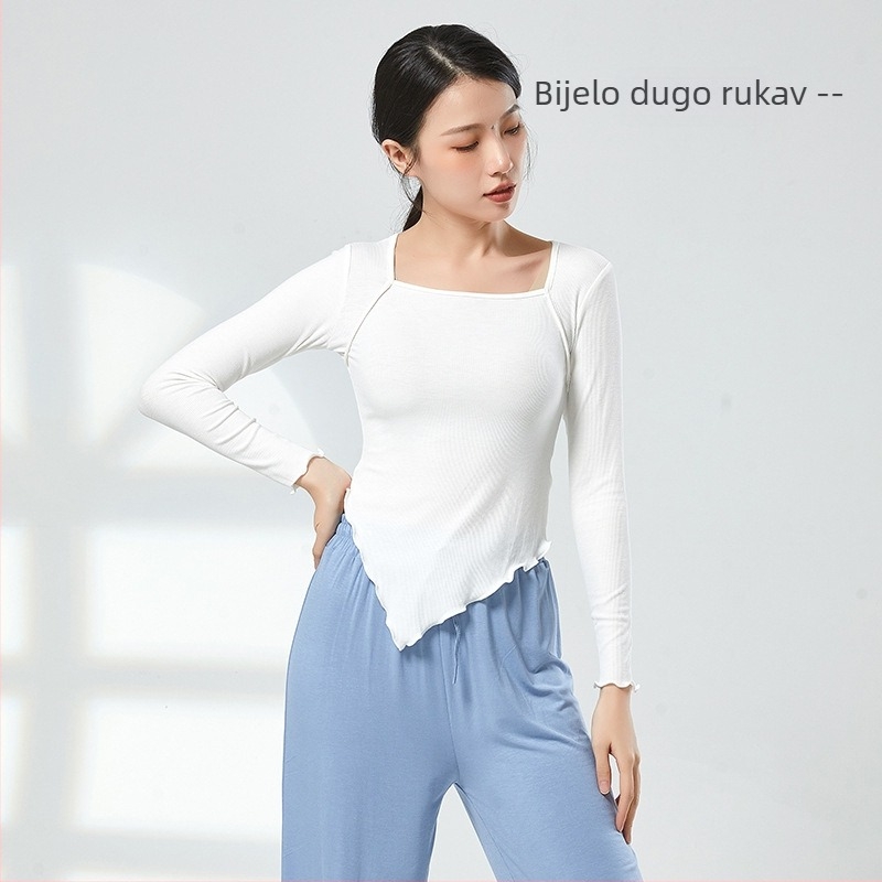 Ženski plesni trening top – uski kroj, dugi rukav, balet i etnički ples, viskozni materijal 93%, podstava viskoza 93%, pogodan za sva godišnja doba