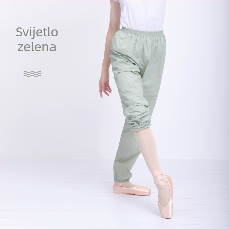 Najlon baletne hlače za zagrijavanje, slobodan kroj, sve sezone, jedne boje, podstava od najlona