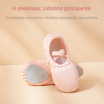 Dječje baletanke bez vezica, mekana potplata, kožna boja, dizajn mačje šape, za vježbanje i ispite