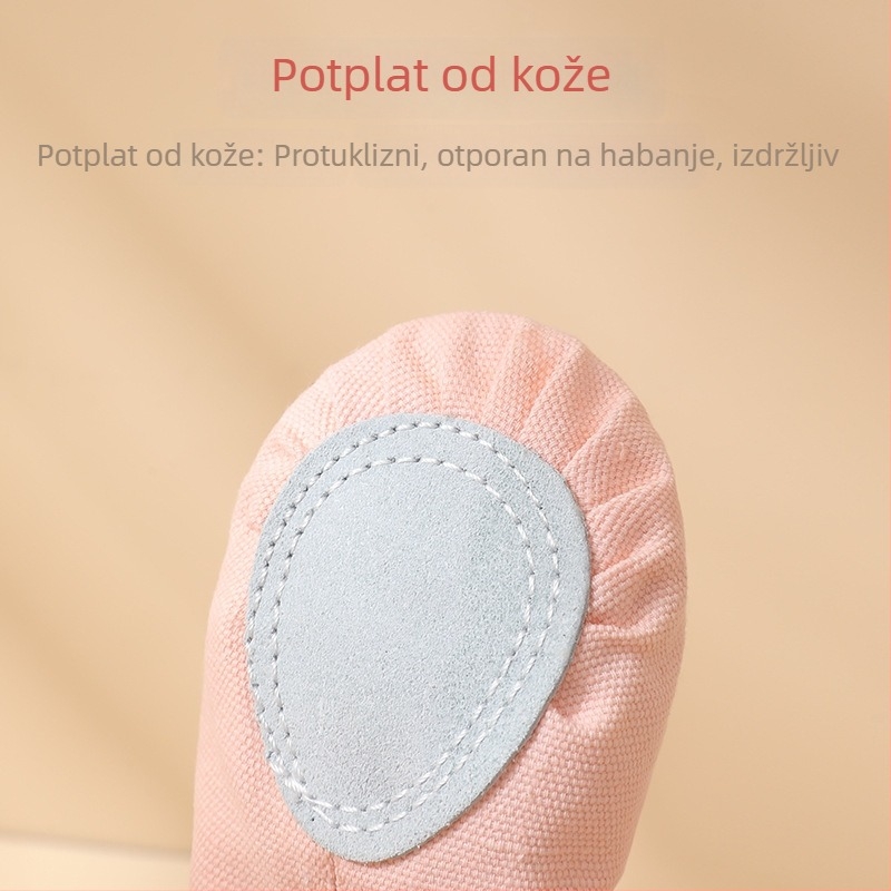Dječje baletanke bez vezica, mekana potplata, kožna boja, dizajn mačje šape, za vježbanje i ispite