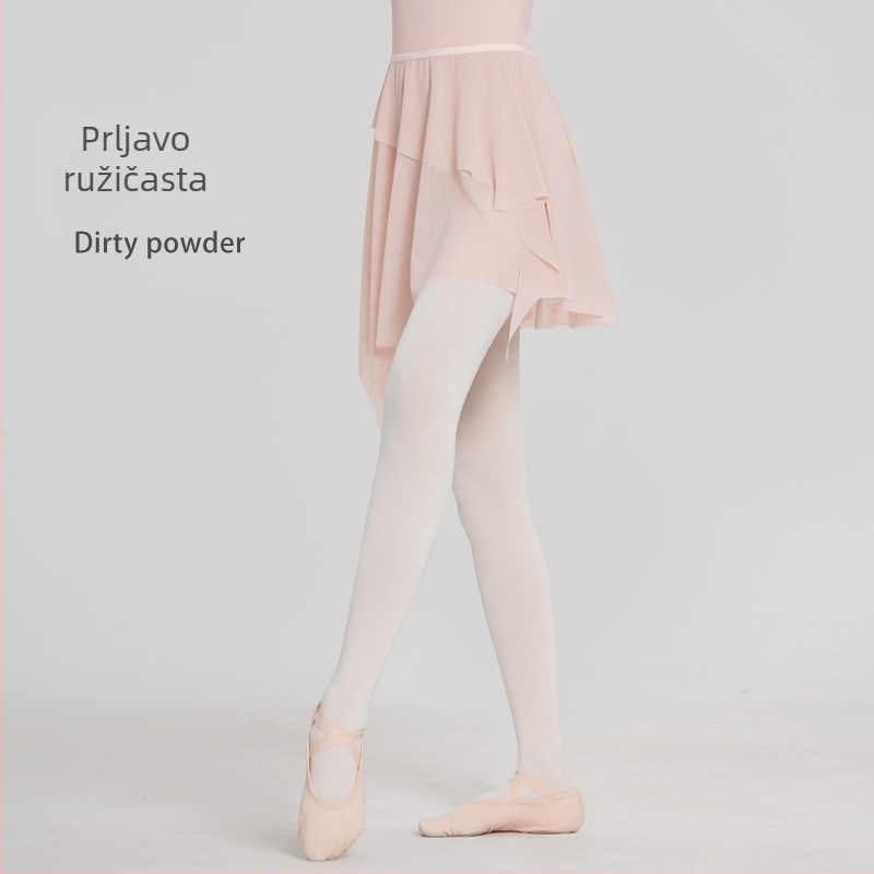 Odrasla baletna suknja s asimetričnom elastičnom mrežom, najlon materijal s podstavom od spandeksa, pogodna za balet i folklorni ples