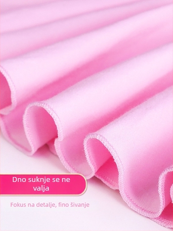 Dječji baletni jednopredni kostim s dugim rukavima za plesne ispite, pamuk-elastin tkanina 95% pamuka, stil princeza