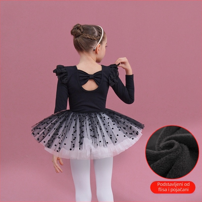 Dječja pamučna plesna haljina za vježbanje – 95% pamuk, za djevojčice, 3–8 godina, kineski ples