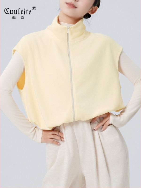 Ženski plesni top s zipom i stojećim ovratnikom, fleece podstava, zimski baletni top; materijal poliester, podstava spandex, punilo poliester vlakna
