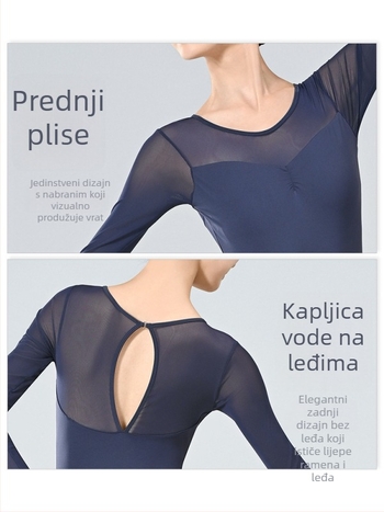 Jednodelni baletni trening top od najlona s dugim rukavima za odrasle žene, jesen
