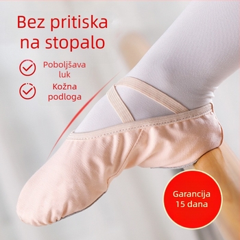 Plesne cipele za djecu – gornji dio od platna, potplat od teleće kože, prozračne, lagane, za balet i moderan ples