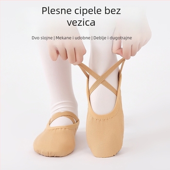 Plesne cipele za djecu – gornji dio od platna, potplat od teleće kože, prozračne, lagane, za balet i moderan ples