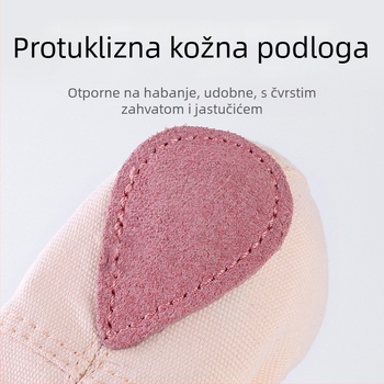 Plesne cipele za djecu – gornji dio od platna, potplat od teleće kože, prozračne, lagane, za balet i moderan ples