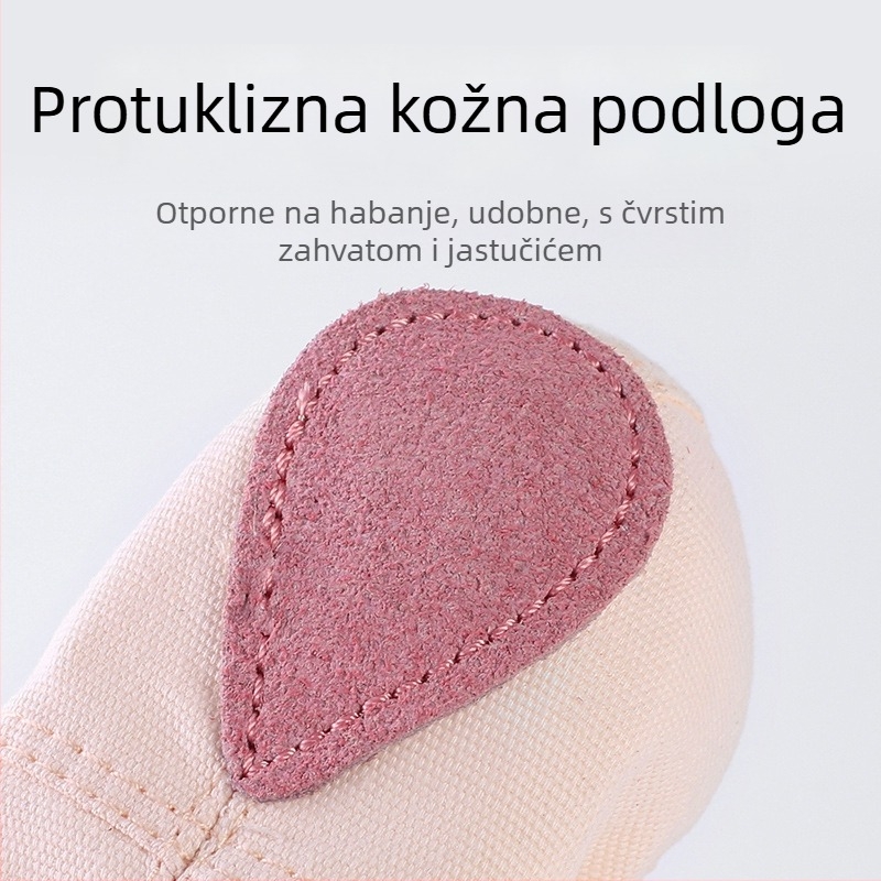 Plesne cipele za djecu – gornji dio od platna, potplat od teleće kože, prozračne, lagane, za balet i moderan ples