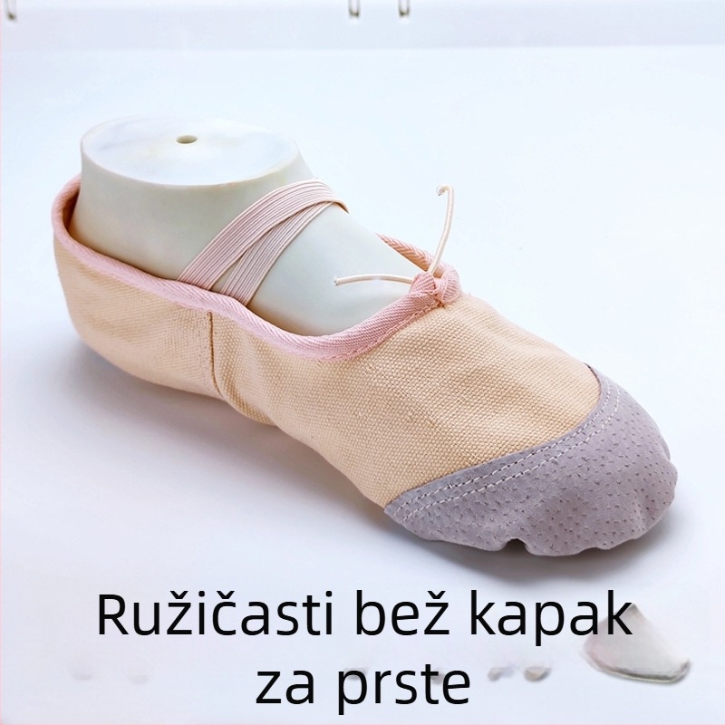 Baletanke za djecu, unisex, gornji dio od platna i pamuka, đon od kože goveda sa velurom, dišuće, lagane