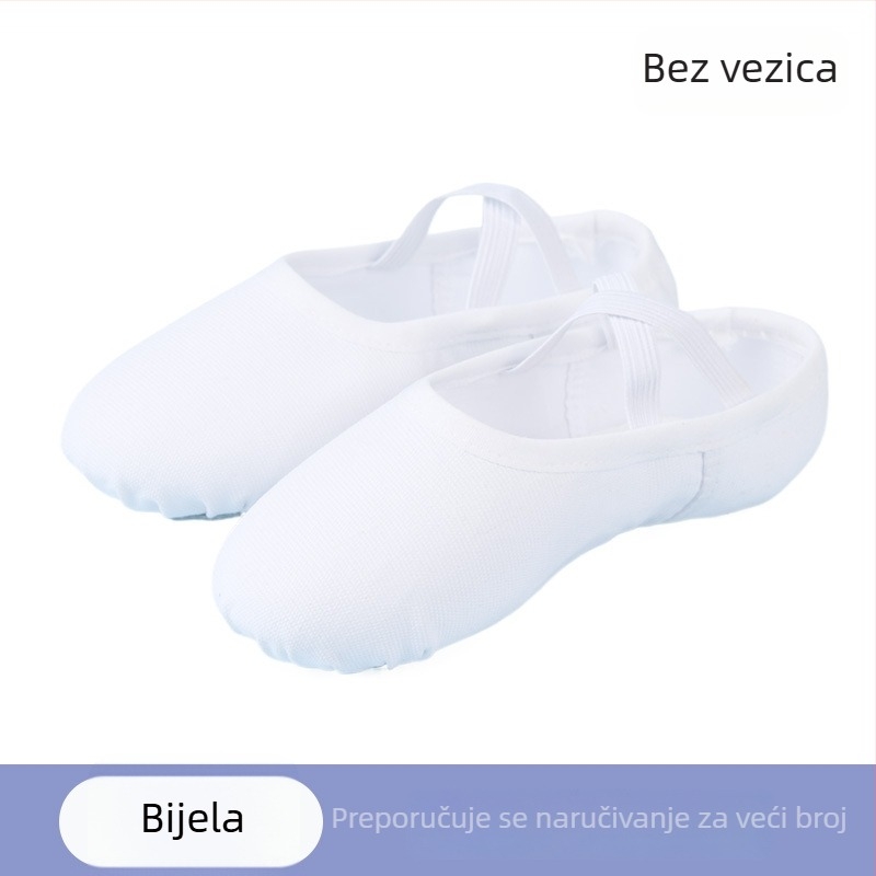 Dječje plesne tenisice - bez vezica, elastični otvor, platneni gornji dio, kožna potplata, prozračne, lagane, za unutarnju upotrebu