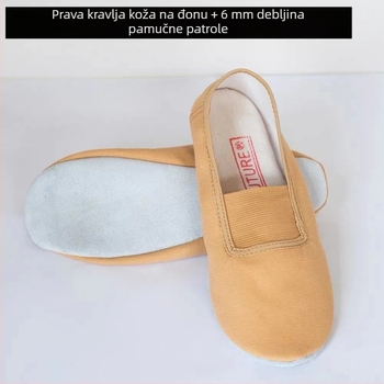 Taneće cipele za balet i moderni ples, unisex; gornji dio platno i pamuk; đon PU; prozračne, brzo sušeće, lagane, otporne na habanje.