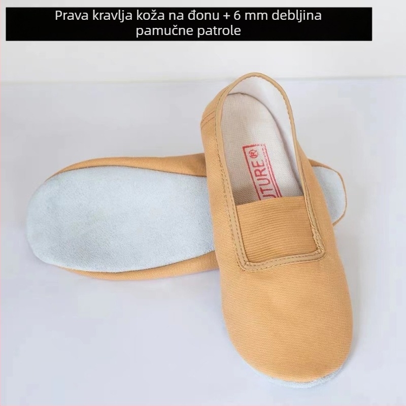 Taneće cipele za balet i moderni ples, unisex; gornji dio platno i pamuk; đon PU; prozračne, brzo sušeće, lagane, otporne na habanje.