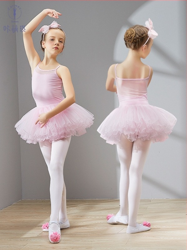 Dječja ljetna baletna haljina s pamukom-Lycra tkaninom, meka obrada, naramenice, za djecu 3–8 godina (100–140 cm)