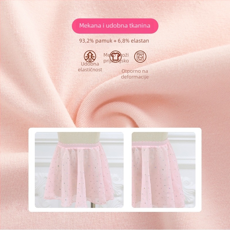 Dječja baletna suknja za trening, pamuk 93,2%, elastični pojas, ljeto