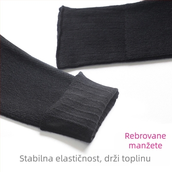 Zimski topli pleteni balet ženski top s ramenskim jastučićem, kratki šal-stil prednjeg dijela i dugi rukavi; materijal: core-spun vlakno, viskoza 47,6%