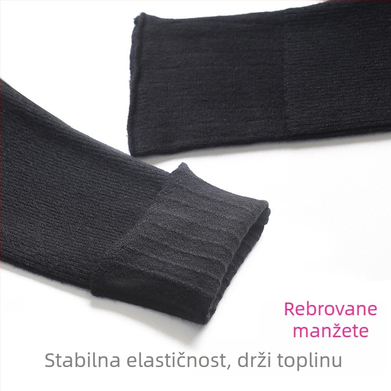 Zimski topli pleteni balet ženski top s ramenskim jastučićem, kratki šal-stil prednjeg dijela i dugi rukavi; materijal: core-spun vlakno, viskoza 47,6%