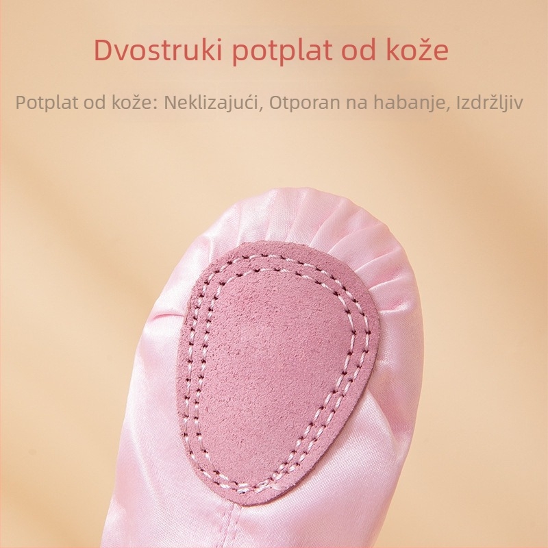 Dječje plesne cipele bez vezica s izvezenom krunom, baletne cipele s mačjim šapicama i mašnicom za djevojčice