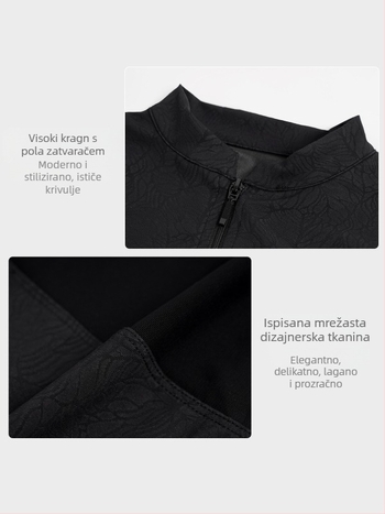 Bodi baleta za odrasle žene, dugi rukavi, stojeći ovratnik, zip, materijal najlon-elastin (78/22) s podstavom elastana, za jesen/zimu balet trening