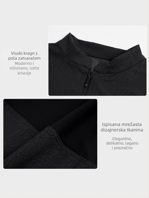 Bodi baleta za odrasle žene, dugi rukavi, stojeći ovratnik, zip, materijal najlon-elastin (78/22) s podstavom elastana, za jesen/zimu balet trening