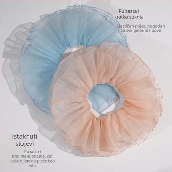 Dječja organza baletna tutu suknja, 100% poliester, mekan tretman, All-Match stil, plesna odjeća