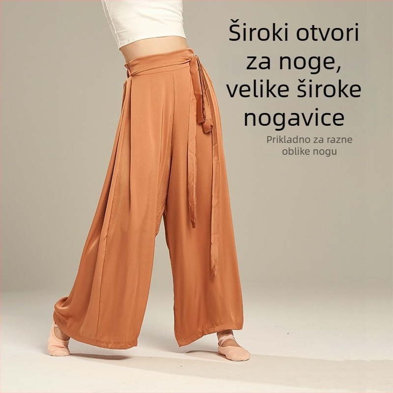 Ženske moderne hlače za ples za trening - šifon, 100% poliester, široke nogavice, za pozornicu i folklorni ples