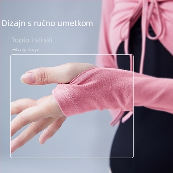 Moderna plesna majica s dugim rukavima i šniranjem, žena, pamuk-elastan, za balet