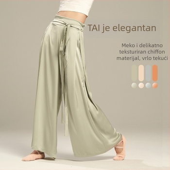 Pantalone za ples, novi stil, moderno oblikovanje tijela, klasična elegancija za plesne izvedbe i treninge, širokog kroja