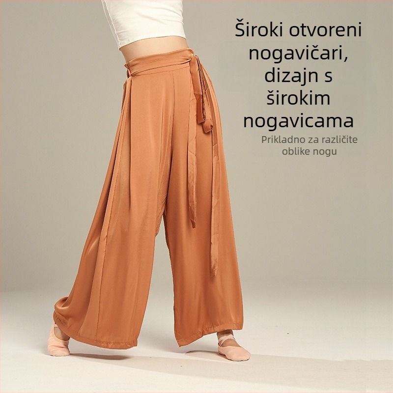 Pantalone za ples, novi stil, moderno oblikovanje tijela, klasična elegancija za plesne izvedbe i treninge, širokog kroja