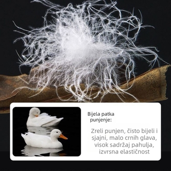 Ženska zimska jakna s punom od bijelog patka perja, poliester materijal, kapuljača, široki kroj, zima 2024